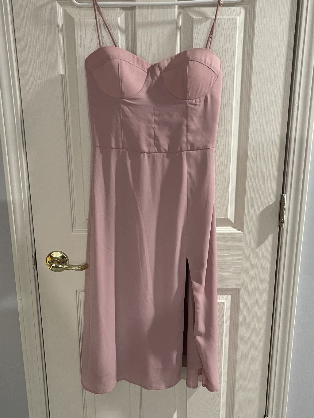 Nwt Socialite Womens Blush Pink Corset Sleeveless Slit Midi Dress Size Medium